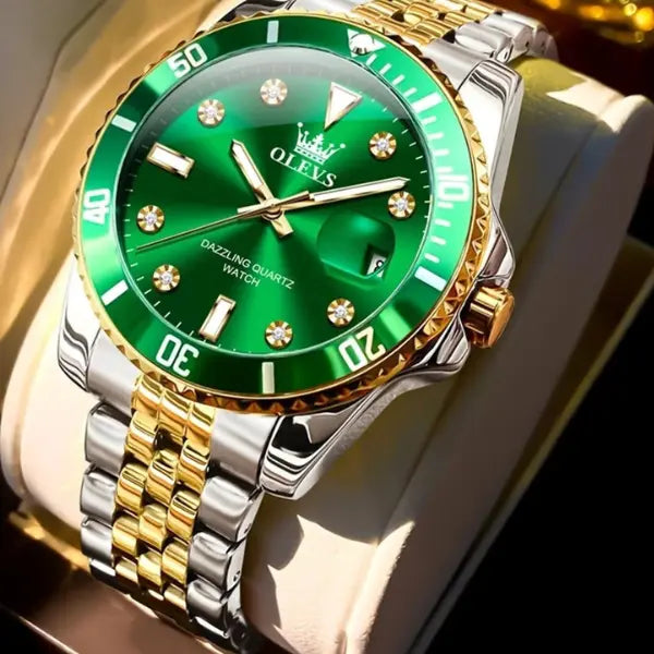 Men's Luxury Watch Luminous Gold Green