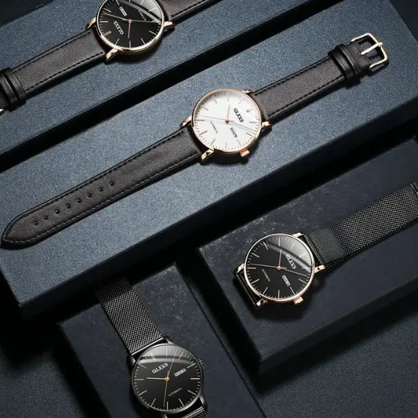 Mens Luxury Watch Steel Rose Black
