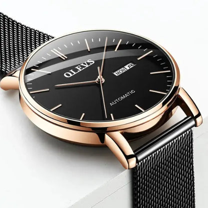 Mens Luxury Watch Steel Rose Black