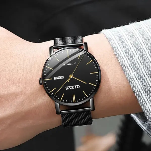 Mens Luxury Watch Steel Black