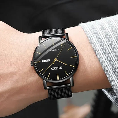 Mens Luxury Watch Steel Black