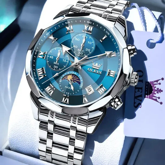 Men's Chronograph Watch Cardiff Silver Blue