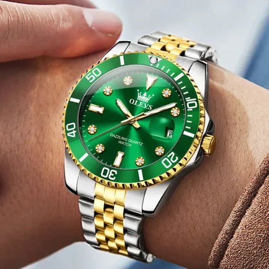Men's Luxury Watch Luminous Gold Green