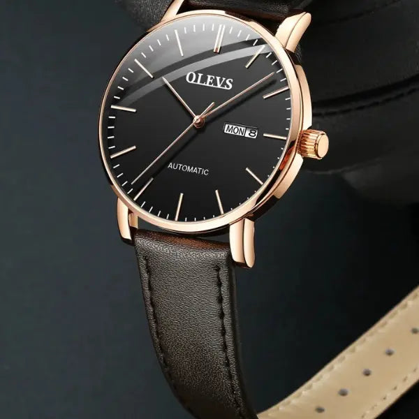 Mens Watch with Leather Strap Classic
