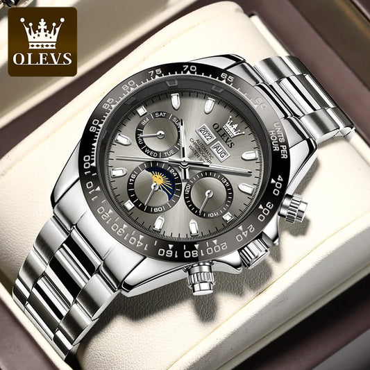 OLEVS 6654 Luxus Herrenuhr Chronograph Automatische Mechanische Armbanduhr Wasserdicht Leuchtende Top-Markenuhr für Mann Datum Sport
